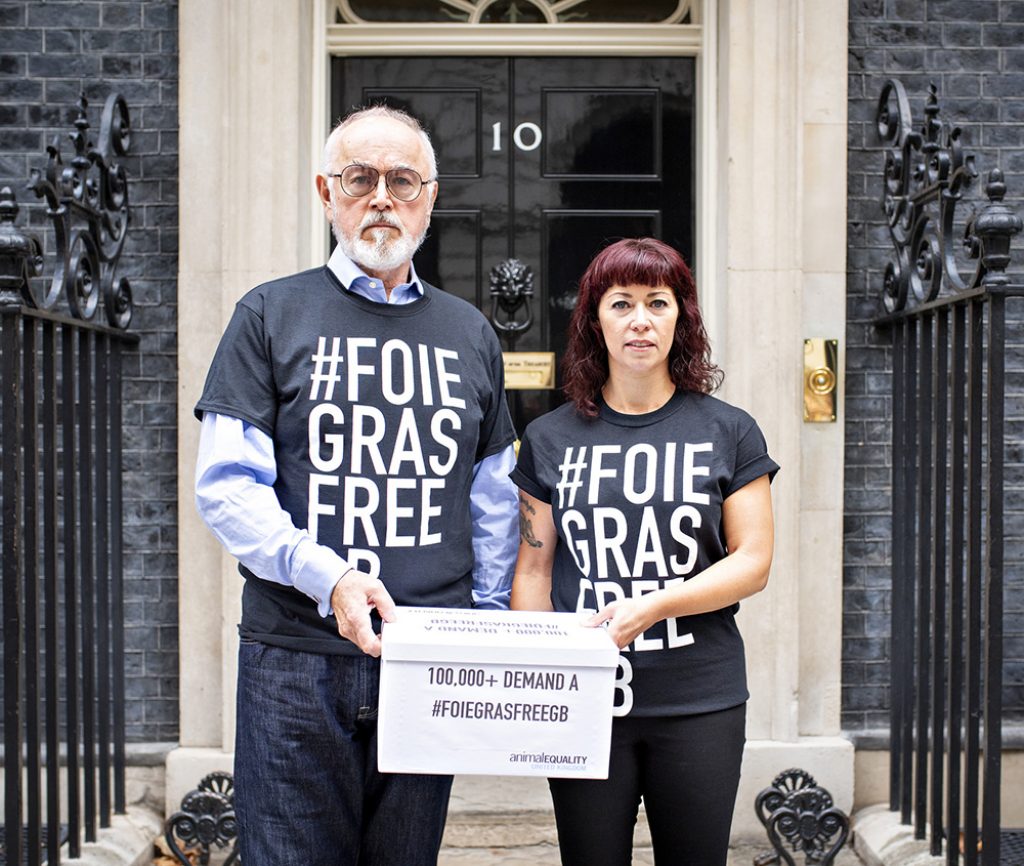 Foie Gras-Free GB Signatures Delivered to Downing Street - Animal Equality