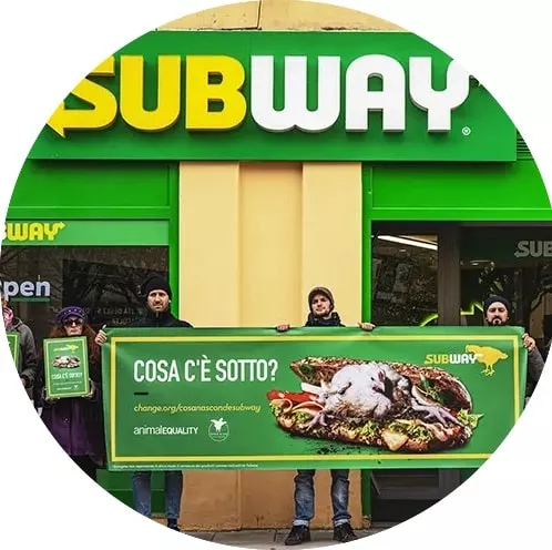 AE campaigning outside Subway