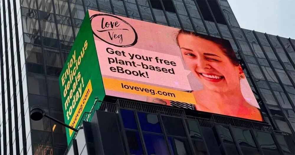 Love Veg billboard in Time Square