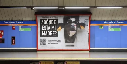 campaign against dairy billboards in Mexico City Metro stations